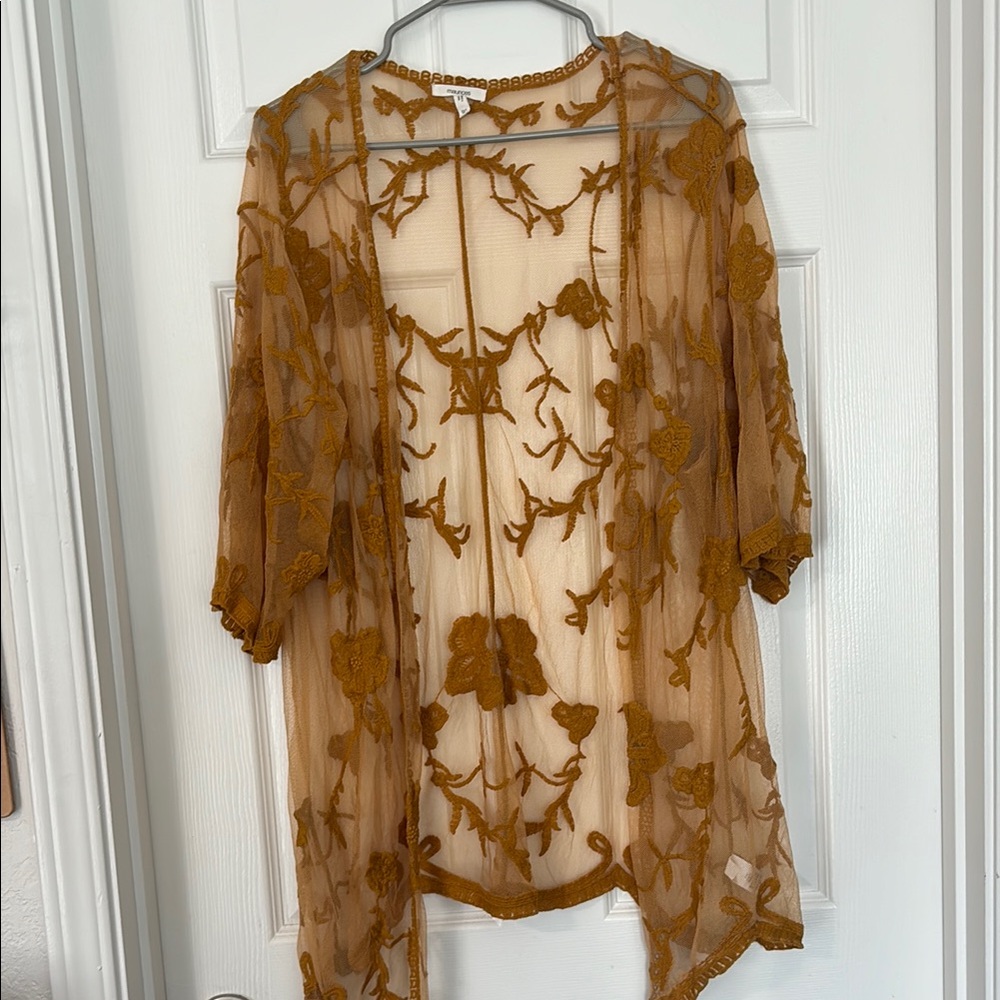 Sheer Floral Embroidered Kimono